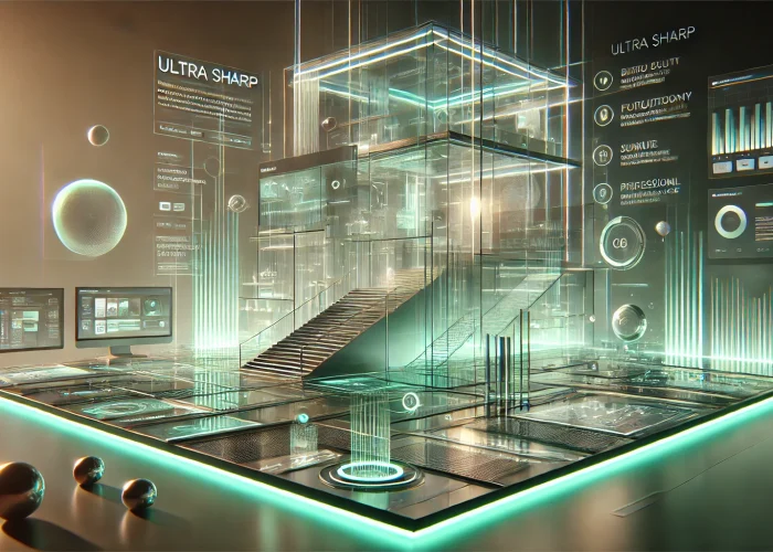 DALL·E 2025-09-08 21.59.33 - A hyper-realistic cinematic 3D render of a futuristic website design. The scene showcases a structurally cohesive and visually mesmerizing digital int