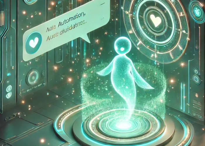 DALL·E 2025-09-09 22.44.32 - A fantasy-inspired futuristic 3D digital artwork of an AI chatbot integrated into a magical website interface. In the corner of a glowing interface, a